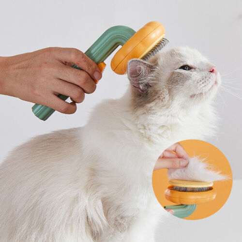 PawPure Self-Cleaning Pumpkin Pet Grooming Brush for Dogs & Cats