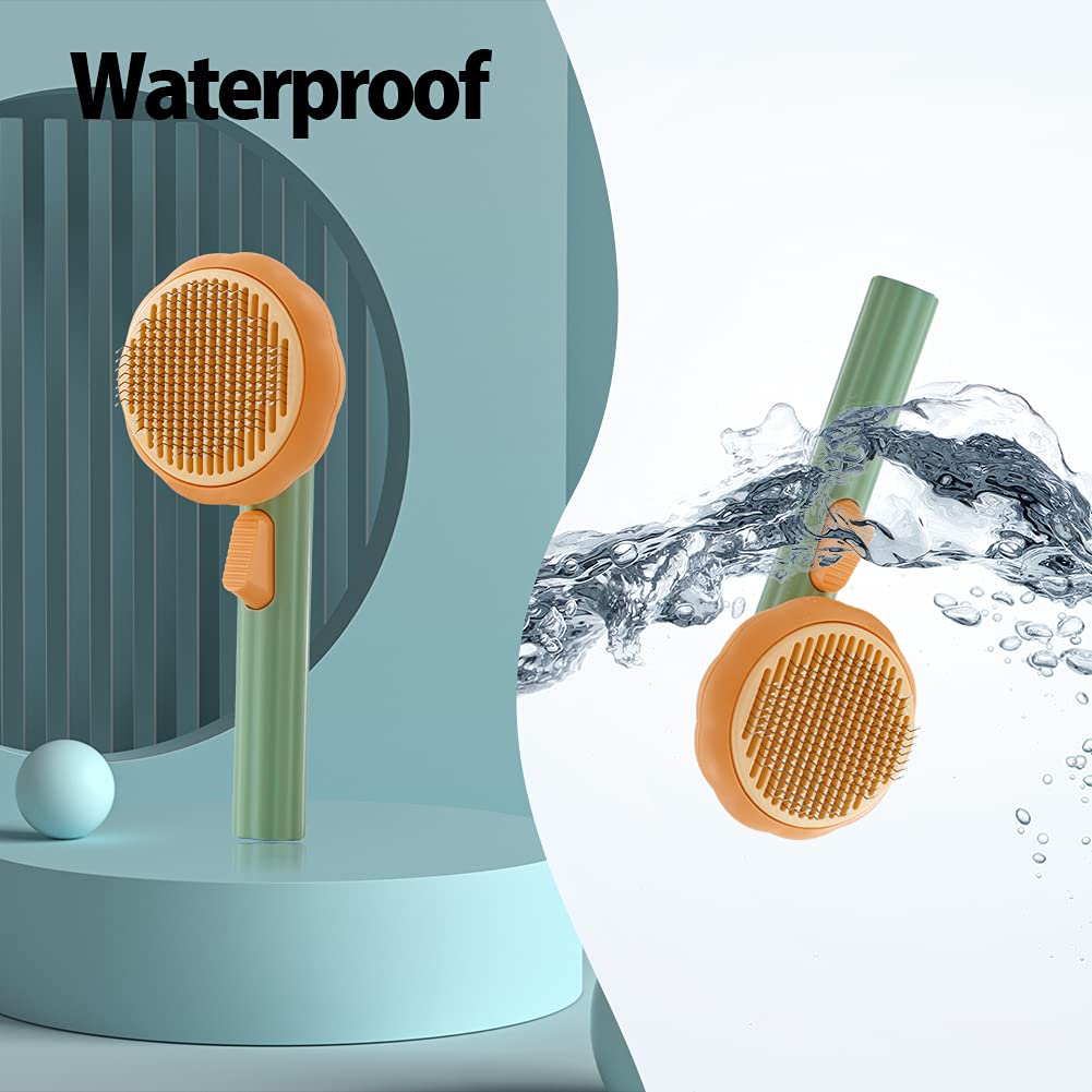 PawPure Self-Cleaning Pumpkin Pet Grooming Brush for Dogs & Cats