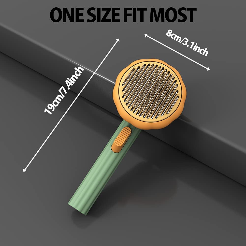 PawPure Self-Cleaning Pumpkin Pet Grooming Brush for Dogs & Cats
