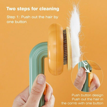 PawPure Self-Cleaning Pumpkin Pet Grooming Brush for Dogs & Cats
