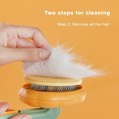 PawPure Self-Cleaning Pumpkin Pet Grooming Brush for Dogs & Cats
